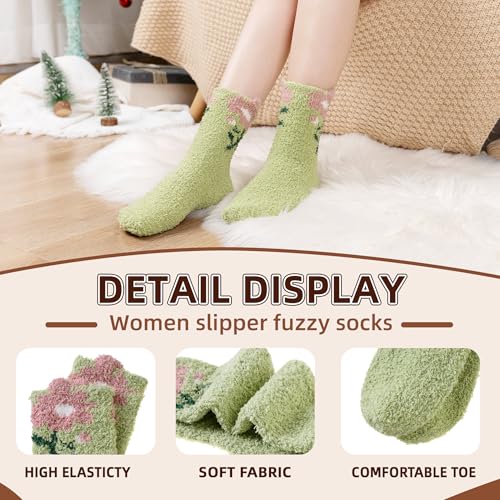 Image of Velice Womens Fuzzy Socks Soft Cozy Fluffy Slipper Winter Thick Warm Plush Sleeping Christmas Socks