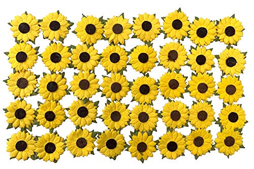 Sunflowers Mulberry Paper 1.25 x 1.25 inches Yellow Paper Flowers with Brown Centre 50 Pcs - Best for Scrapbooking and Creative Craft Projects Mulberry Paper Flowers