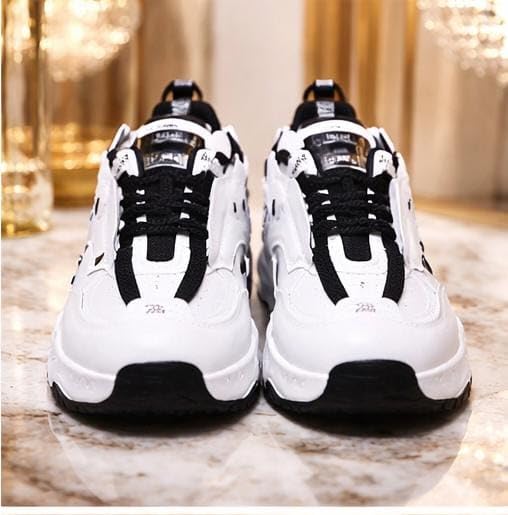 Image of Men's Chunky Sneakers, Faux Leather Upper, Lace-up, Round Toe, Streetwear Style, Casual Wear