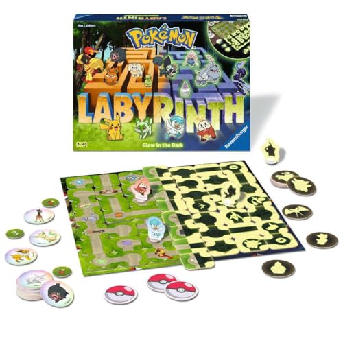 Image of Ravensburger Pokemon Labyrinth Glow in the Dark - Sliding Fun with Your Favorite Pokemon - Playable in Light and Dark for 2-4 Players Ages 7 and Up