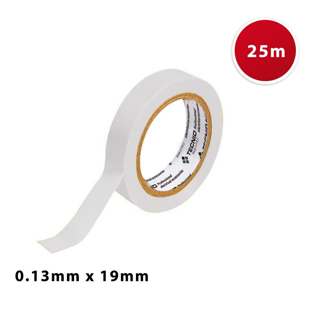 Nastro Isolante in PVC 19mm x 25mt Impermeabile Resistente al Calore Bianco