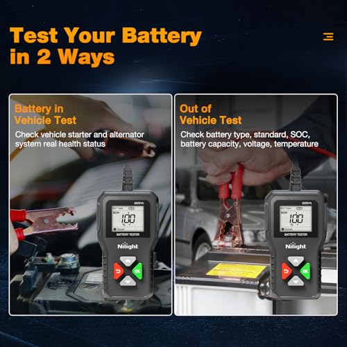 Image of Nilight Car Battery Tester 6V 12V 24V Accurate Digital Auto Analyzer 100-2000 CCA Voltage SOH SOC Internal Resistance Test for Cars Trucks SUV ATV Boats Motorcycles Vehicle