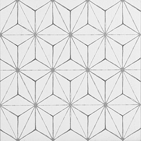WallPops FP2481 Kikko Peel & Stick Floor Tiles, Whites & Off-Whites, Set of 10 Piece Cover