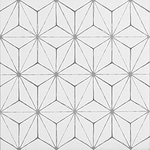 Wallpops fp2481 Kikko schillen en borduren vloertegels, whits en off-whites, set van 10 stuks