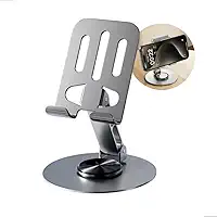 Suporte de Celular Mesa Premium Alumínio Dobrável Ajustável 360 Ergonômico Estável Antiderrapante Universal Smartphone Tablet