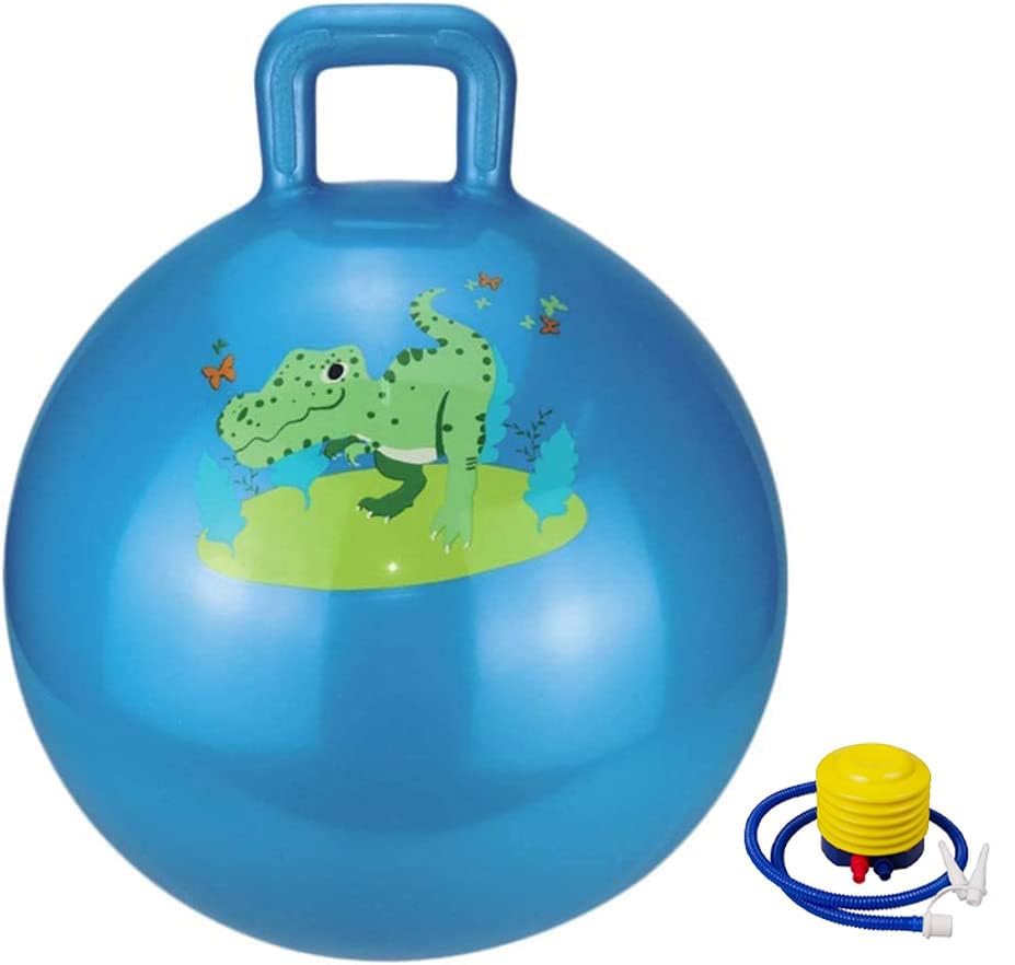 Rubber Hopper Ball Hop Hopping 65 Cm, Inflatable Bouncer Hoppity Hop Jumping Ball Children Yoga Outdoor Game Hopper Jump N Bounce Retro Ball Handle Ride-On Toy-Bouncy Kids (Blue)