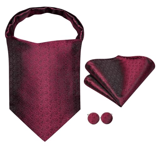 Image of Dubulle Paisley Floral Ascot for Men Self Tie Mens Cravat and Pocket Square Cufflinks Wedding