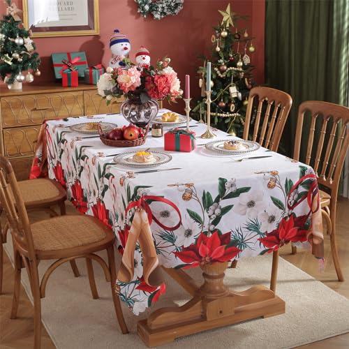 auons Rectangular Christmas Tablecloth 60x120 Inch, Christmas Decoration Tablecloth, Waterproof Washable Xmas Table Cloth