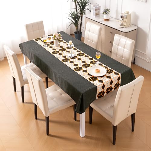 Image of HOKIPO Modern Grace Table Cloth for 6 Seater, 55x86 in, Amber Hive