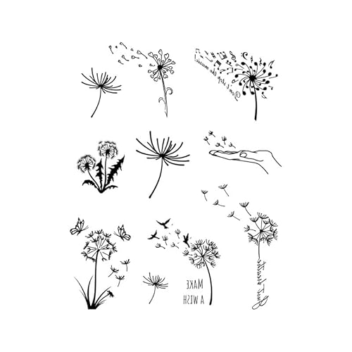 SanerLian Dandelion Temporary Tattoo Sticker Waterproof Flowers Plant Vintage Women