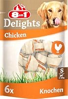 8in1 Delights Chicken Knochen S - gesunder Kauknochen für kleine Hunde, hochwertiges Hähnchenfleisch eingewickelt in Rinderhaut, 6 Stück – Ansicht 1