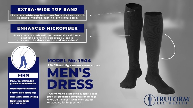 Amazon.com: Truform Compression Socks, 20-30 mmHg, Men's Dress Socks, Knee  High Over Calf Length, Black, X-Large : Industrial & Scientific