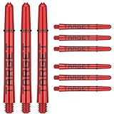 Target Darts Pro Grip Tag Shaft (Packung mit 9) Multipack Shafts, Professionelles Dart Zubehör, Dart Shaft Set – Schwarz & Rot, Zwischenbericht Length