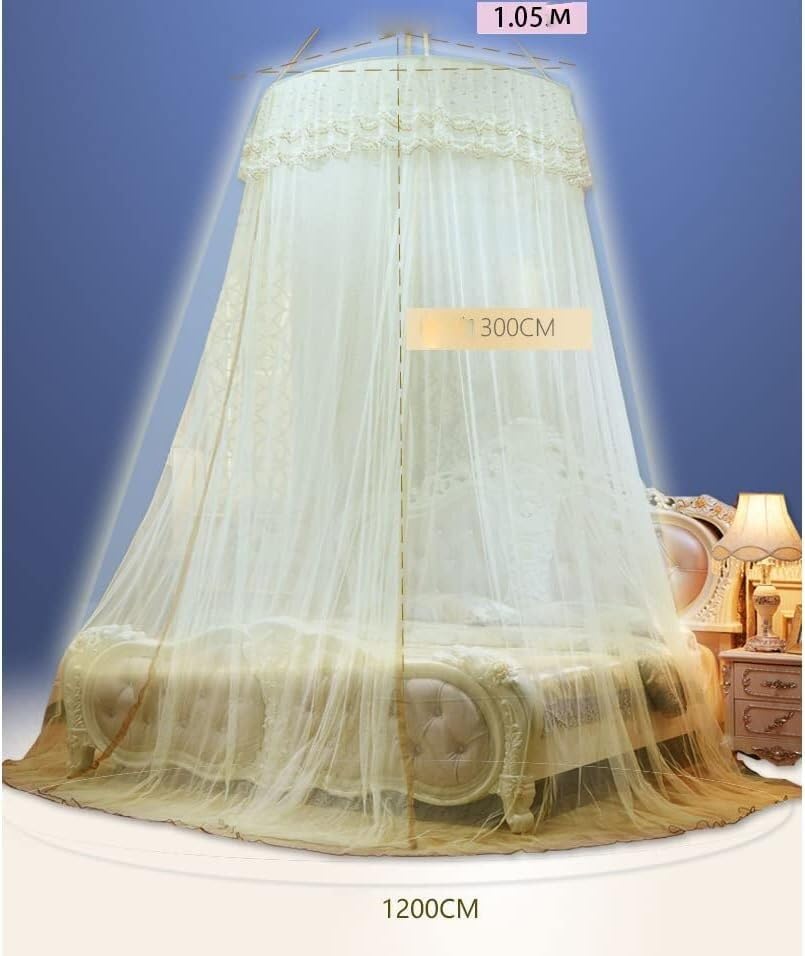 Mosquitera Amarilla para Cama, Dosel para Cama para decoración de habitación de niñas, mosquitera de Encaje en Forma de cúpula, Dosel Colgante para protección contra Insectos.