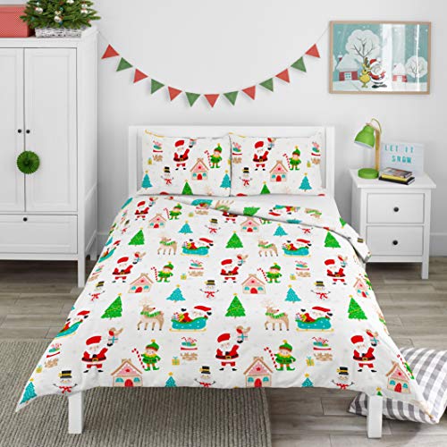 Bloomsbury Mill - Winter Wonderland - Diversión navideña - Juego de cama para niño - Funda nórdica y Funda de Almohada 200cm x 200cm