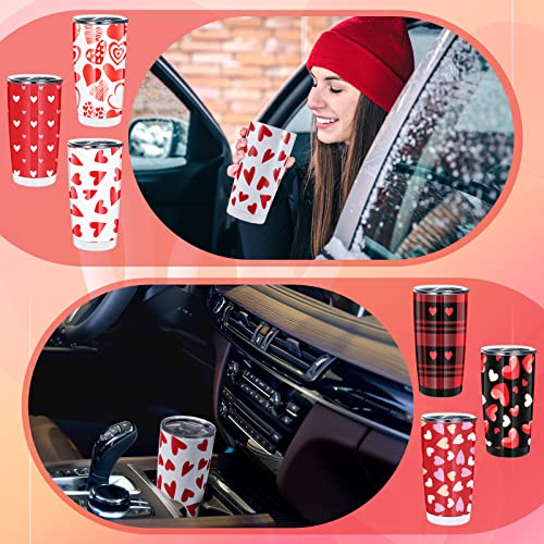 Tessco 6 Pcs Valentine's Day Tumblers Cups 20 Oz Insulated Valentine's Day Stainless Steel Mug Tumblers With Lid Heart Vacuum Wine Cup Valentines Day Gift For Her Birthday Wedding Party (Sweet) #TOP4