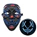Price comparison product image Kibon Halloween Masks, Purge Mask LED, Scary Mask for Halloween Cosplay Carnival Parties, Blue