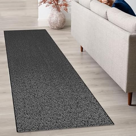EARTHALL Boho Runner Rug 2x6 Ft Washable Runners for Hallways Cotton Rubber Backed Kitchen Runner Braided Indoor Floor Carpet Runners for Entryway, Hallway, Kitchen, Bedroom, Black White Cover