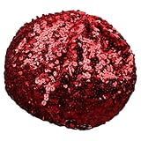 Miaeowve Women Girls Sparkly Sequin Beret Hat Fashion Fun Stretch Beanie Cap Headwear for Club Halloween Red One Size
