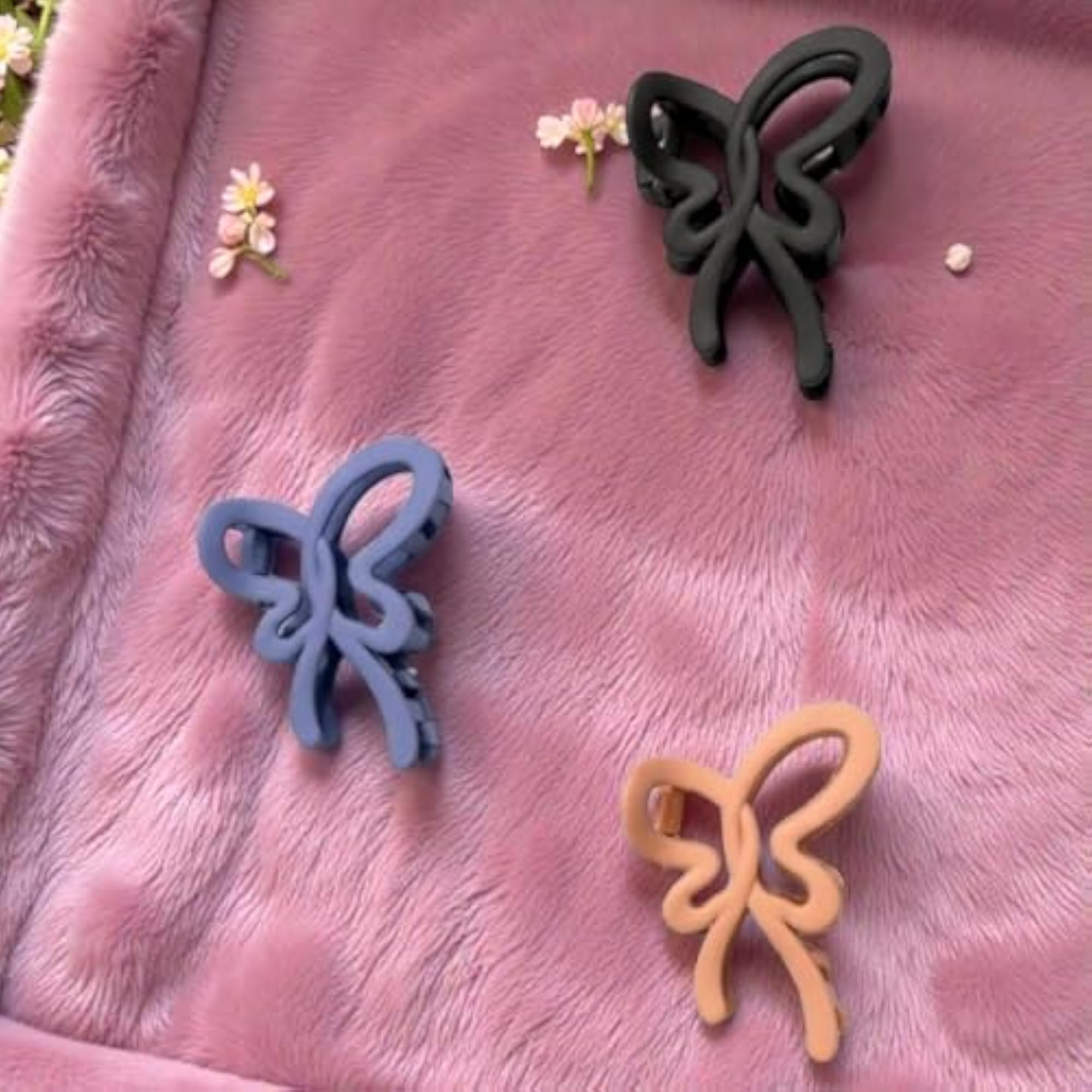 Women's & Girls Multicolour Matte Butterfly Hair Claw Clips
