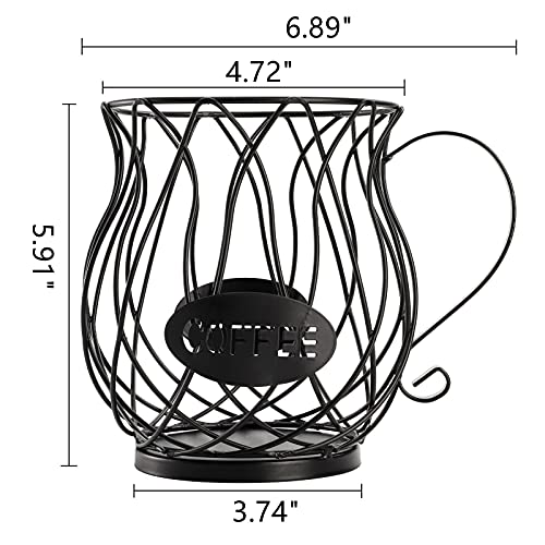 Zeayea Coffee Pod Holder, K Cup Holder Coffee Capsule Basket For Counter Coffee Table Bar, Metal Espresso Pod Keeper Storage For Home Cafe Hotel, Black #TOP1