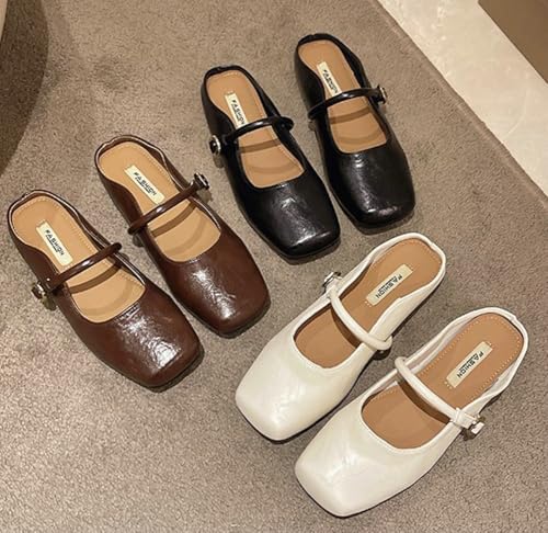 Mary Jane Mules for Women Casual Square Toe Flat Shoes Ballet Flats Shoes Comfortable Dressy Outdoor Shoe 20254