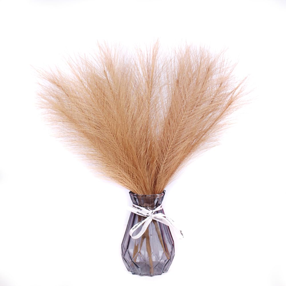 Lot de 48 herbes de la pampa artificielles - Bouquet de fleurs séchées artificielles - Simulation d'herbe de la pampa - Plante artificielle - Bouquet d'herbe de la pampa pour mariage, décoration de