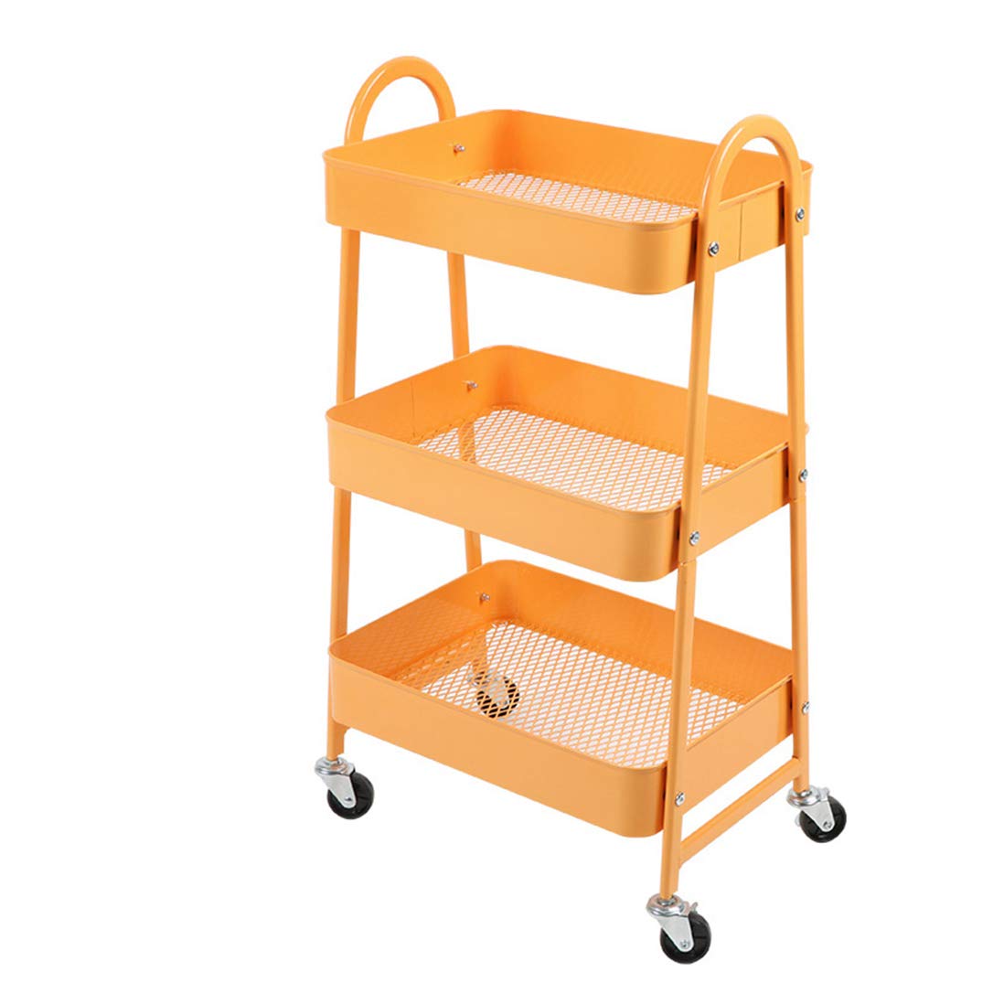 ZYFA Carrello Cucina a 3 Piani Servizio,con Rotelle Bloccabili, Scaffale Portaoggetti Mobile in Acciaio,Carrello Portaoggetti Multiuso, Carrello Salvaspazio, Scaffale Rete Metallica Contenitori