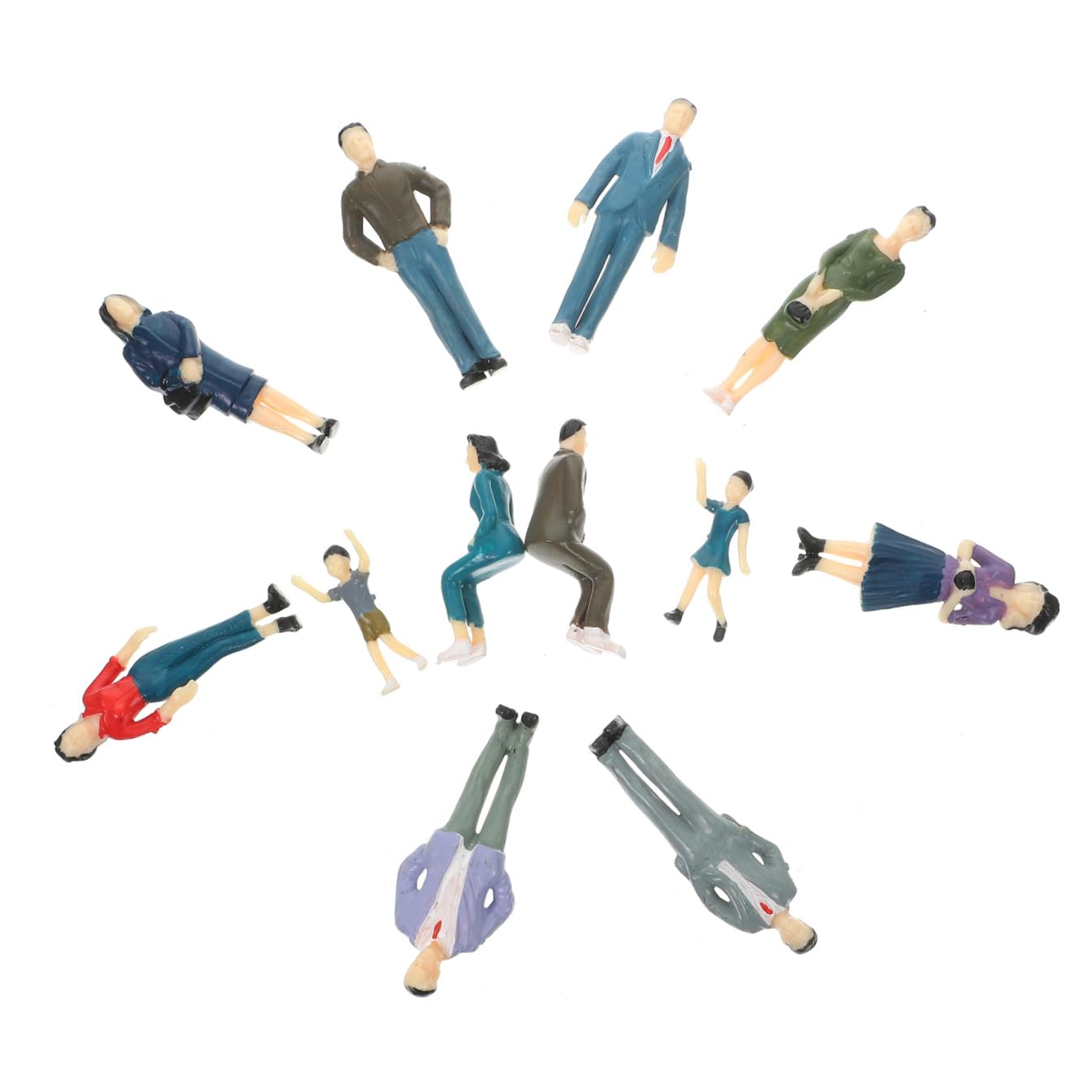 48pièces Figurines Miniatures Colorées pour Décor De Maquettes De Train Modèles De Personnages pour Aménagement De Scènes Réalistes