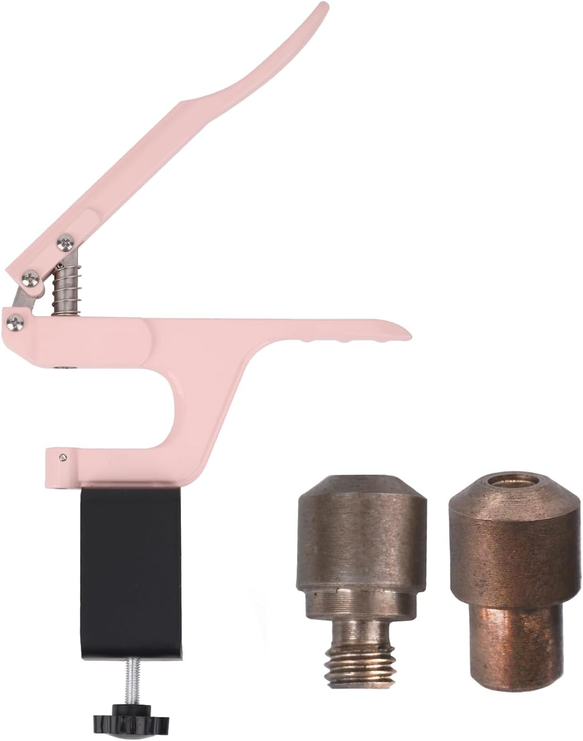 Trimming Shop 9mm Double Cap Rivets Fixing Dies Set with Pink ZYT Table Top Plier, Tubular Rivets Fixing Tool for Clothing Repair & Replacements, Sewing, LeatherCrafts, Handbag, Belts, DIY Crafts