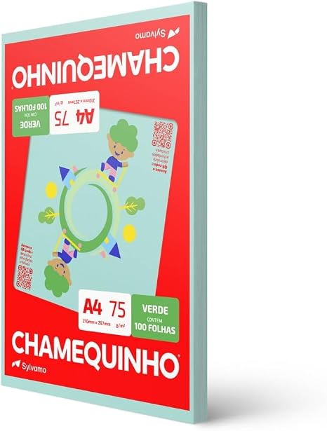 Papel Chamequinho A4 - 75g Verde, Caixa com 50x100
