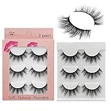 ICYCHEER 3 Pairs Makeup Fluffy Long Lashes Reusable Eyelashes 3D Mink Lashes Fake Eye Lashes Thick...