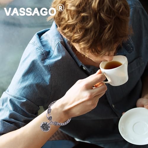 VASSAGO Ancient Hebrew Esoteric Tetragrammaton Pentagram Name of God Charm Wheat Chain Bracelet Blessing Jewelry for Men Women3
