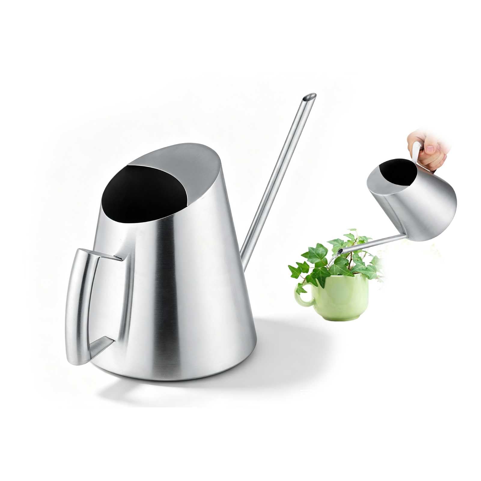 Annaffiatoio 1.5 Litri,Annaffiatoio in Acciaio Inossidabile Grande Innaffiatoio Annaffiatoio Bonsai con Manico Addensato per Irrigazione Giardinaggio Piantare in Interni All'aperto