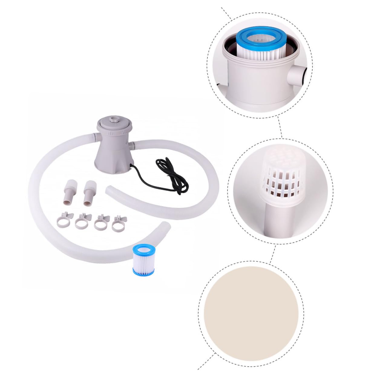Pompe de Filtration de Piscine 300 Gallons Plastique, Nettoyage