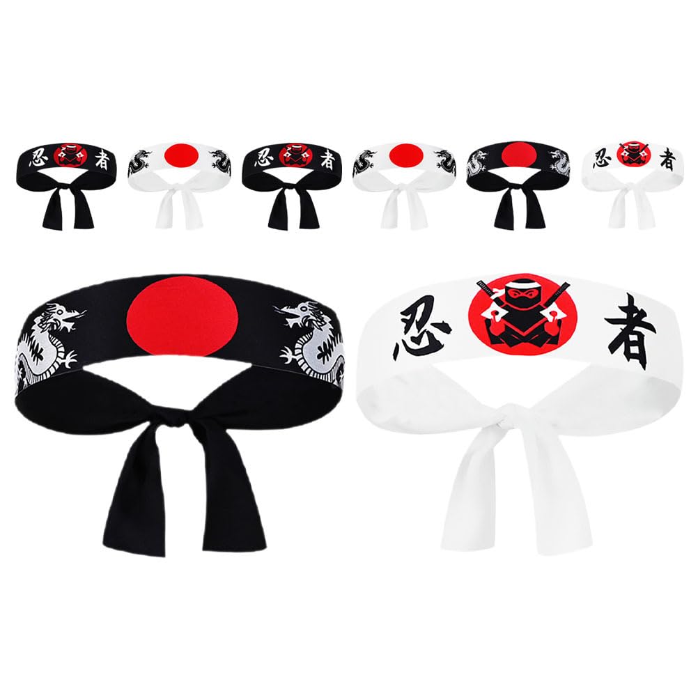 Bandeau Ninja Multifonction 8Pcs - Accessoire De Cosplay Pour Costume Samurai Et Chef IdéAl Pour Sports Et DéCorations