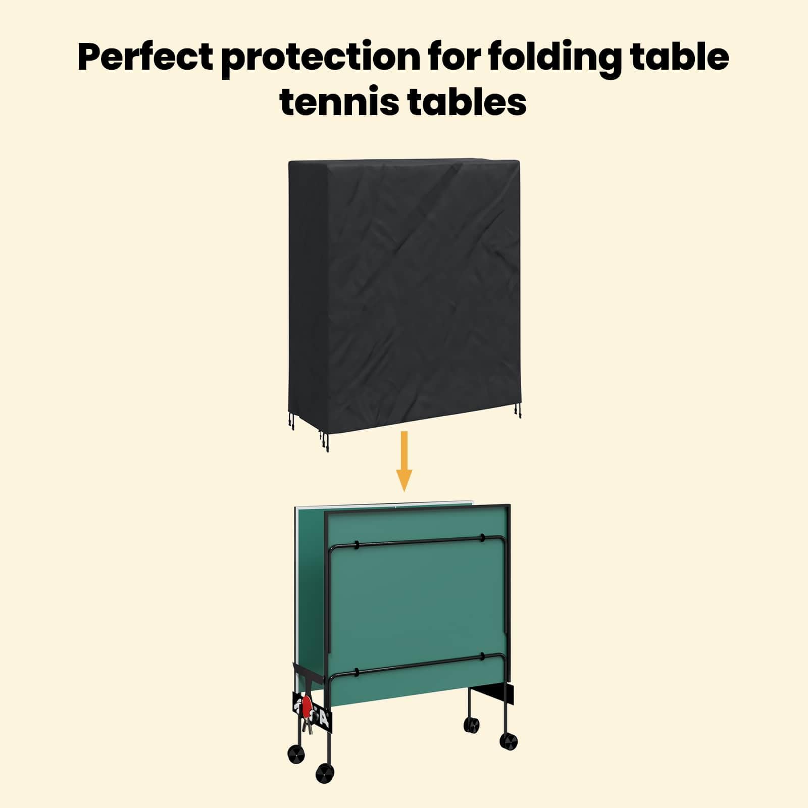vidaXL Housse de Table de Pingpong Uni Noir 165 x 70 x 185 cm Tissu, Housses Modernes, irrégulières en Tissu étanche pour Tables, Jeux, Meubles de Jardin et terrasses