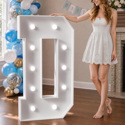 Image of Marquee Letters 4 Feet Tall Large Light Up Letters Baby Shower Decorations Wedding Engagement Happy birthday White Party Decorations Marry Me Sign Big Cardboard Backdrop D | Cool White Light, Large Birthday Graduation Decor, Stable Sign, Assembly Required, Foam Board Photo Pros 22 Pcs Accessory Set
