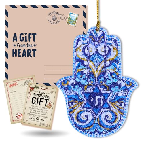 Hamsa Hand Ornament Judaica Gift Jewish Art Star of David Hanukkah Decorations Hamsa Wall Decor...