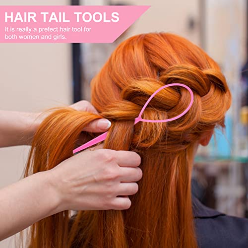 4 Pack Hair Loop Tool Set With 2 Pcs French Braid Tool Loop,1 Pcs Rat Tail Comb,1 Hair Clip, Hair Tail Tools For Hair Styling,Hair Braid Accessories Ponytail Maker #TOP2