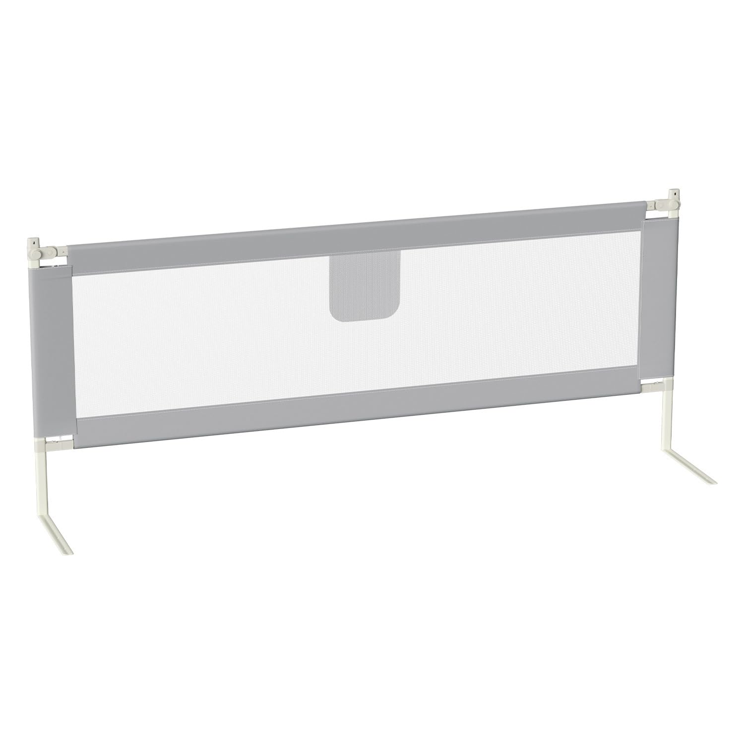 Barrera de cama para bebé, 200 × 80 cm, altura ajustable, barrera protectora para cuna de 64 – 96 cm, resistente con cierre de seguridad, tela transpirable, color gris