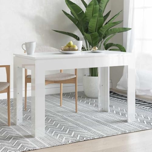 YuuSsea Mesa de comedor de color blanco brillante, 120 x 60 x 76 cm, madera resistente, cocina moderna, comedor, fácil de limpiar, mesa de comedor duradera