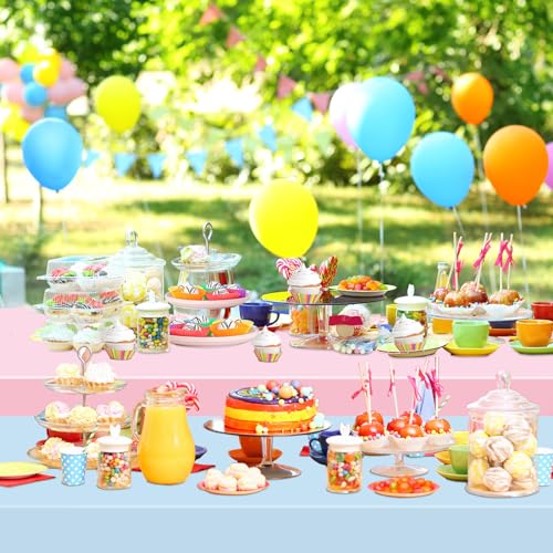 Image of WNINK 4 Pack Gender Reveal Plastic Tablecloths, Disposable Rectangle Pink and Blue Pastel Tablecloth, Table Covers for Boy or Girl Gender Reveal Party Baby Shower Birthday Party Decorations 54 inch x 108 inch