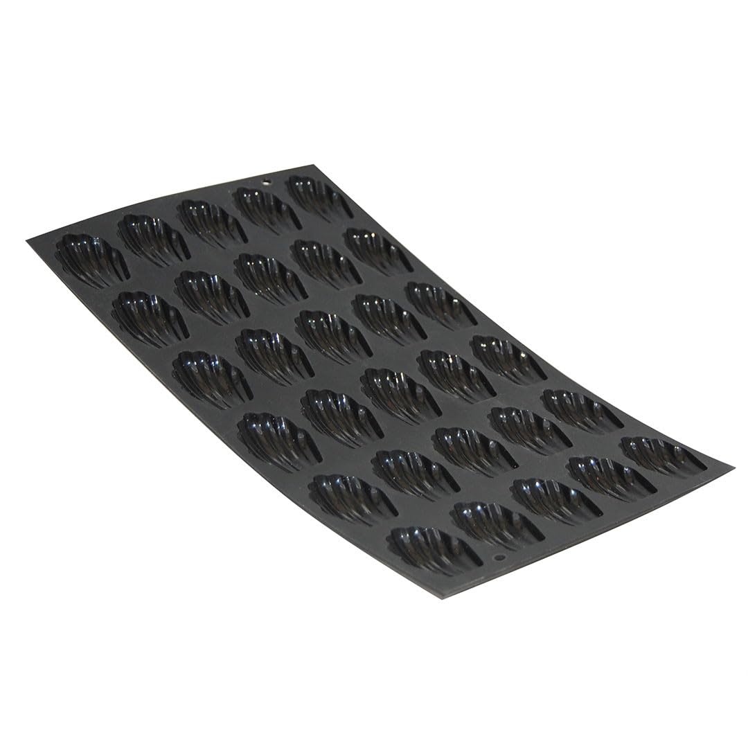 De Buyer 1994.01 Moul ' Flex Baking Mould - 30 Mini-Madeleine Cakes, 17.6 x 30 cm, Black
