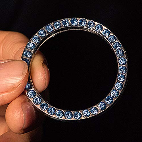 AQCTIE Crystal Rhinestone Ring Emblem Engine Key Button (Blue)