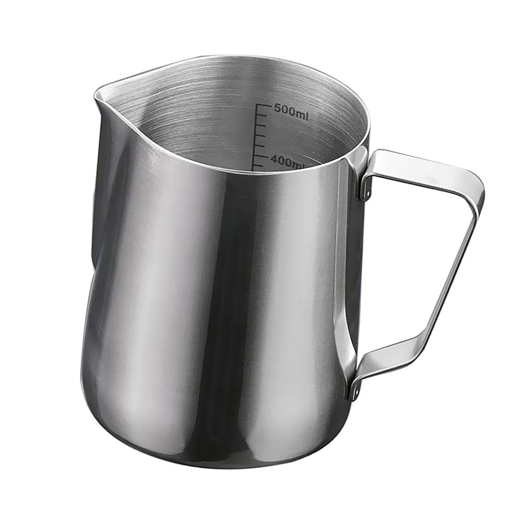 Jarra para Café Jarra para Espumar Leche Garland Cup Jarra para Latte Construida en Acero Inoxidable Sólido con Indicador de Cantidad y de