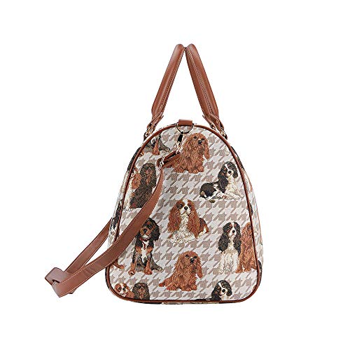 Signare Signare Gobelin-Gepäcktasche für Reisen und Sport/große Reisetasche für Damen Sporttasche Damen mit Hund Designs (Kavalier König Charles Spaniel)