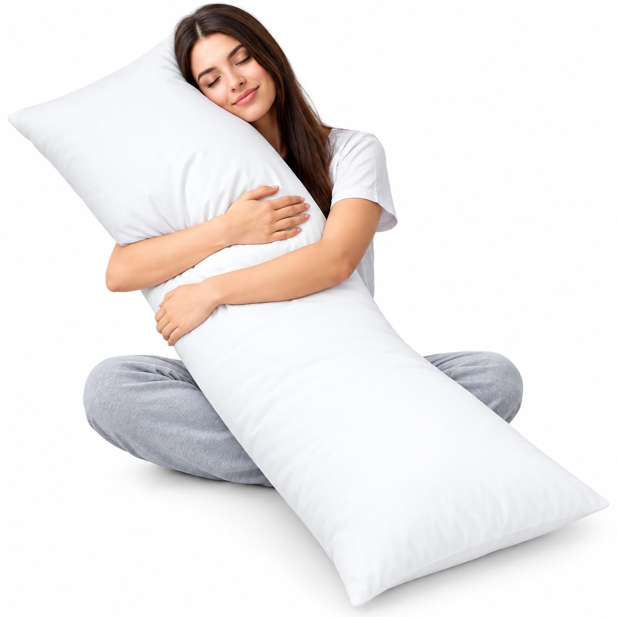 LINORA Bolster Pillow for Bed Single (3ft)– Soft Supportive Cylindrical Pillow, Round Bed Cushion for Sleeping, Relaxing & Reading, Long Bolster Cushion for Bedroom & Sofa