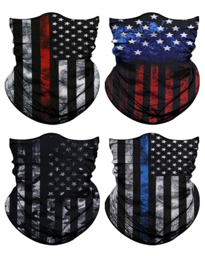 Lauzq 4Pack Neck Gaiter for Men Women Face Cover Mask Head Wrap Balaclava Headwear Bandana Headband...