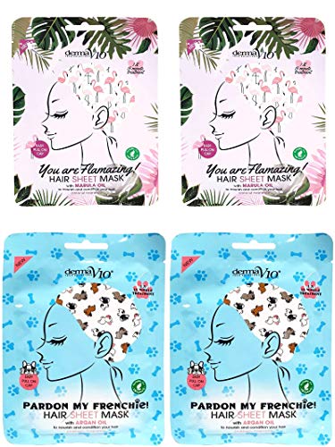 Derma V10 Hair Sheet Mask Nourishing and Conditioning X 4 Pack Vegan (4 Pack Mixed)